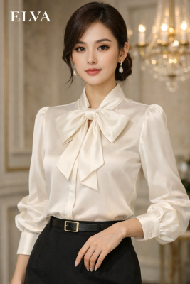 áo sơ mi cổ thắt nơ