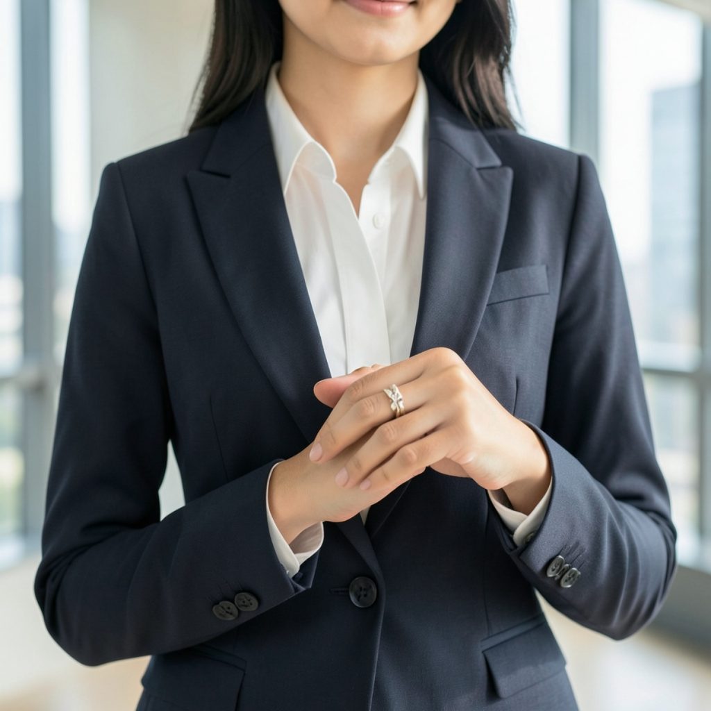 Nhẫn nữ phối với trang phục công sở